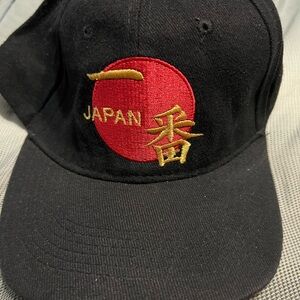 Embroidered Japan Red Sun Baseball Cap - Black